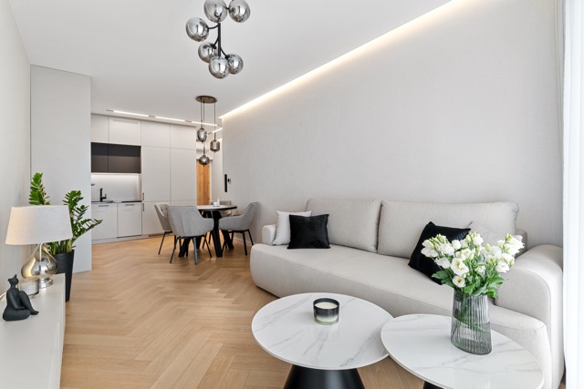 Salon apartamentu na 23. piętrze